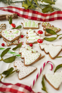 High angle view of cake on table