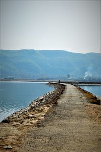 Scenic view of lake against clear sky