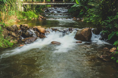 Stream flowing through rocks in forest