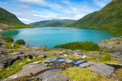 Scenic view of lake against sky