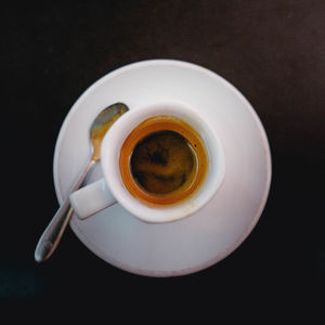 High angle view of coffee on table