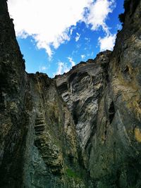 Low angle view of rocks against sky