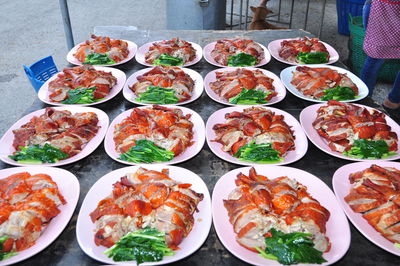 High angle view of food on table