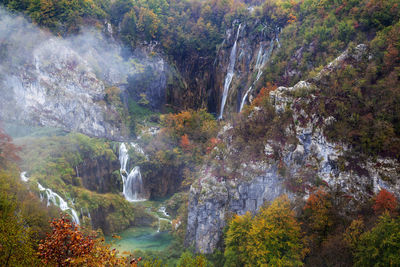 Scenic view of waterfall