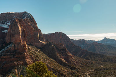 Scenic view of rocky mountains against sky