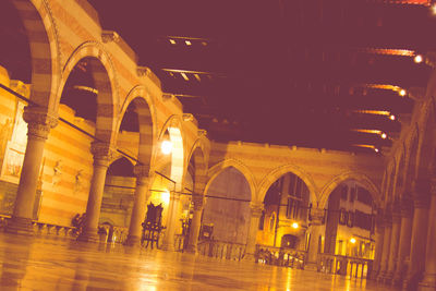 Low angle view of building at night