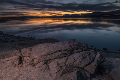 Scenic view of sea against sky during sunset