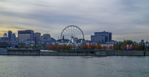 View of ferris wheel in city