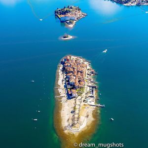 High angle view of boat in sea