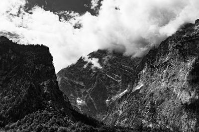 Low angle view of mountains against sky