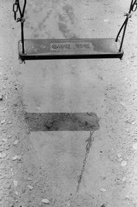 High angle view of empty sign on wall