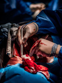 Midsection of man preparing food