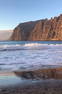 Scenic view of sea against clear sky