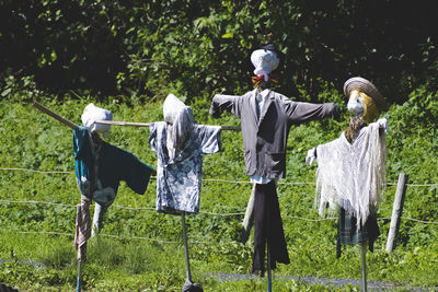 Scarecrows at farm