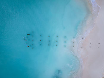 High angle view of ice on sea shore