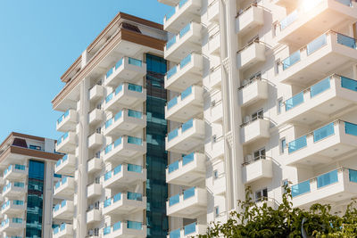 Parts of a modern high-rise building in a residential complex, turkey.