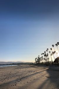 Scenic view of beach against clear blue sky