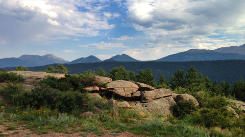 Scenic view of mountains against sky