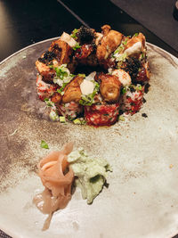 High angle view of food on table