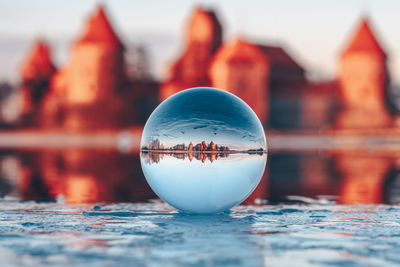 Close-up of crystal ball in water