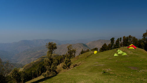 Scenic view of mountains against clear sky