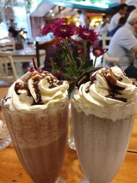 Close-up of ice cream on table