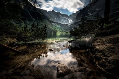 Tatra mountains reflected in morskie oko lake