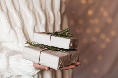 Close-up of christmas decorations on table