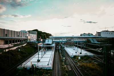 Railroad tracks in city