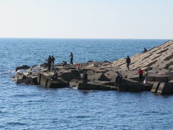 Scenic view of sea against clear sky