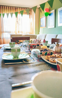 Close-up of cupcakes on table