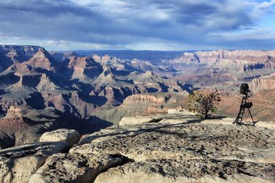 Camera at grand canyon national park against sky