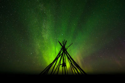 Low angle view of bonfire against sky at night