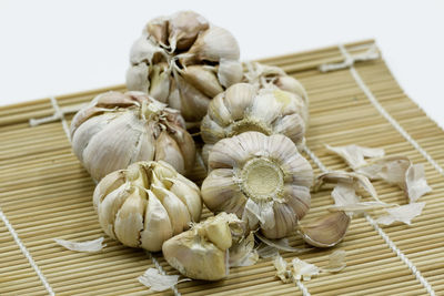 Close-up of garlic on table