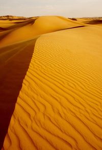 High angle view of sand dunes in rub al khali