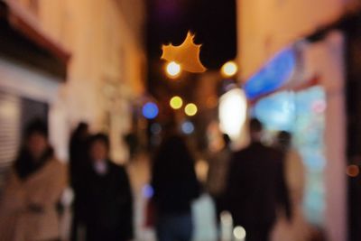 Close-up of illuminated city at night