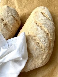 High angle view of bread on table