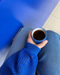 High angle view of coffee on table