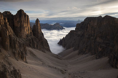 Scenic view of rocky mountains against sky