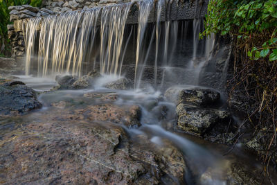 Scenic view of waterfall in forest