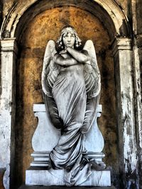 Low angle view of buddha statue