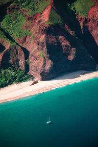 Scenic view of sea and mountains