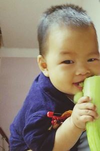 Portrait of cute girl eating food