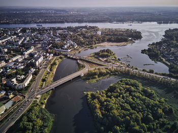 High angle view of bridge over river in city