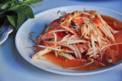 Close-up of meal served in plate