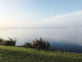 Scenic view of lake against sky