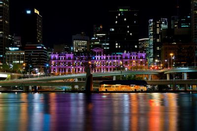 Illuminated city at night