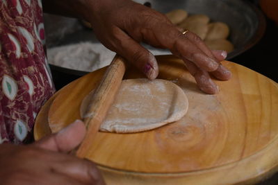 Mom preparing chapati 