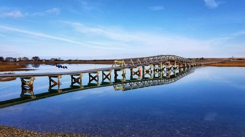 Bridge over river against sky