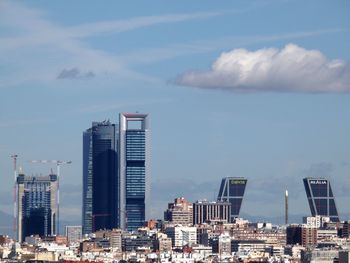 Modern buildings in city against sky